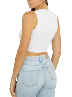 ALEXIA Topo corto in maglia logo strass