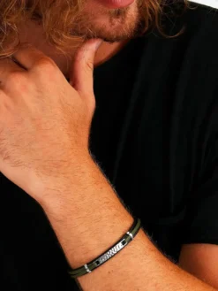BANDY Bracciale uomo in pelle e acciaio