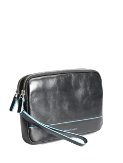 BLUE SQUARE Pochette in pelle con polsierina
