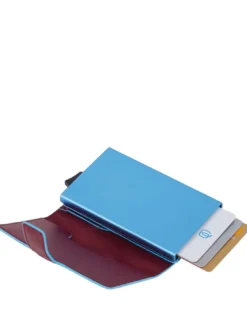BLUE SQUARE Portacarte di credito in pelle e metallo