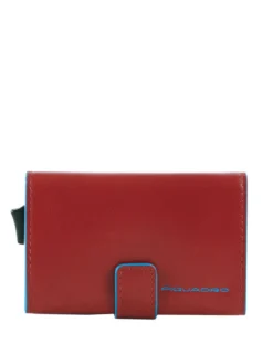 BLUE SQUARE Portacarte di credito in pelle e metallo