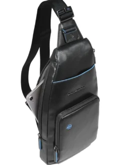 BLUE SQUARE Zaino borsello monospalla in pelle, porta tablet mini