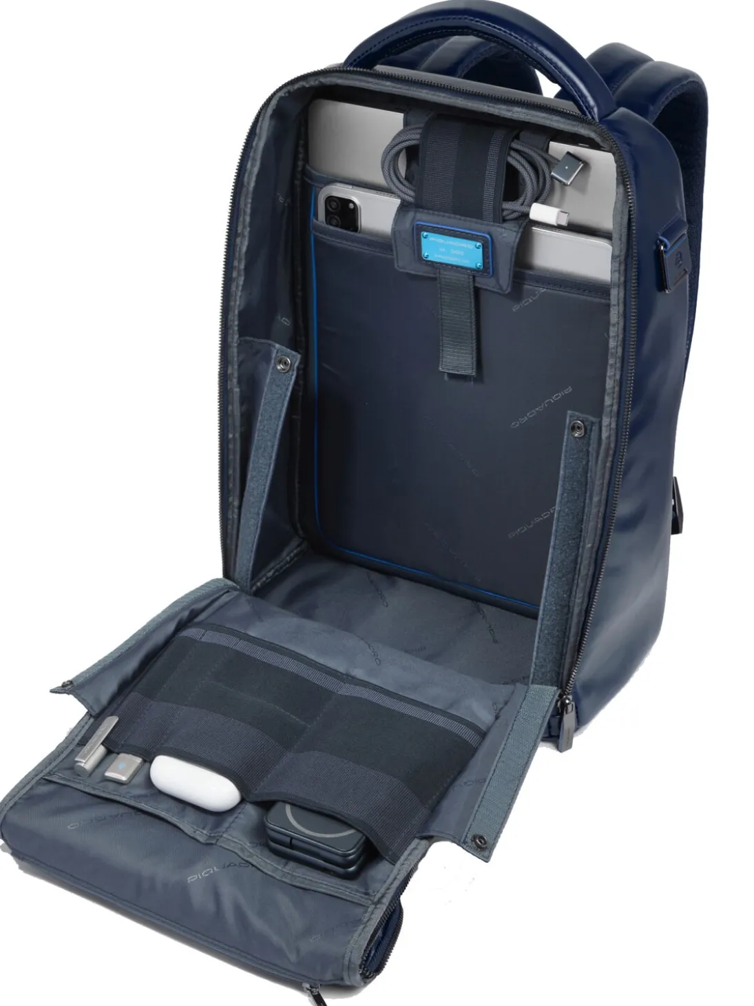 BLUE SQUARE Zaino fast-check in pelle, porta pc 14"