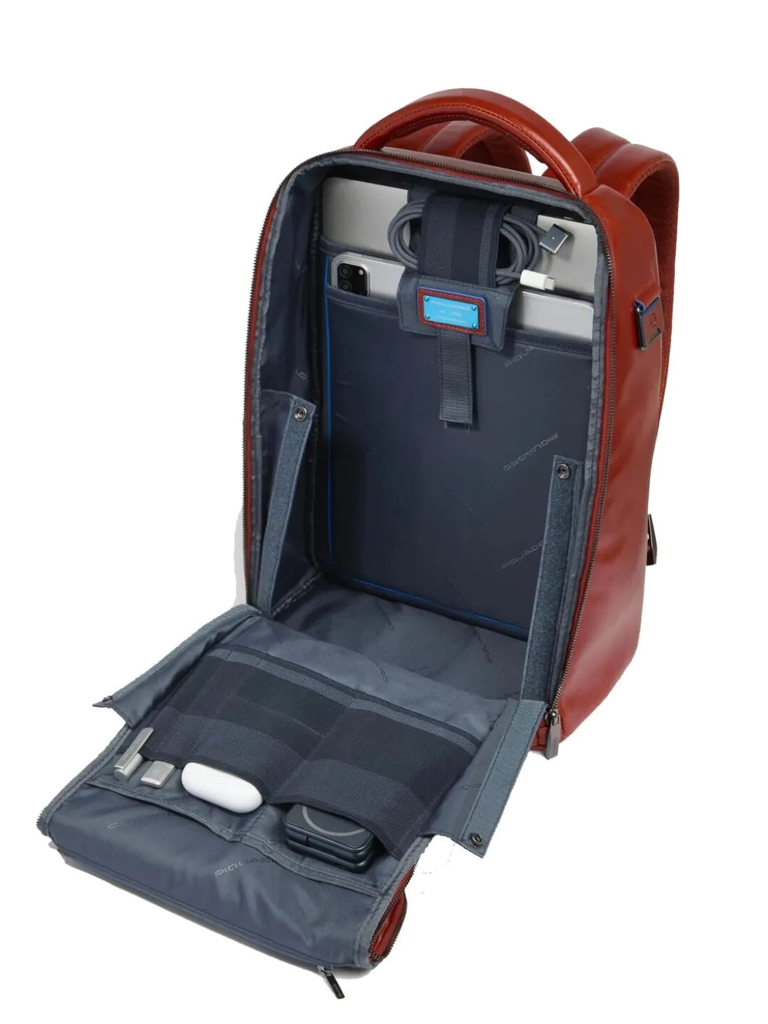 BLUE SQUARE Zaino fast-check in pelle, porta pc 14"