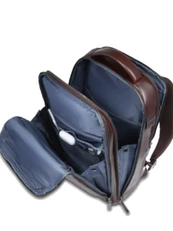 BLUE SQUARE Zaino in pelle fast-check porta pc 15,6