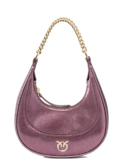BRIOCHE Borsa a spalla in pelle metallizzata