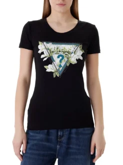 CAMELIA TRIANGLE T-shirt a maniche corte con stampa e applicazioni