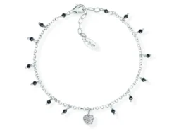 CANDY CHARM Bracciale in argento rodiato cristalli neri e zirconi bianchi