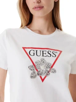 FLOWER BLING T-shirt con stampa e applicazione