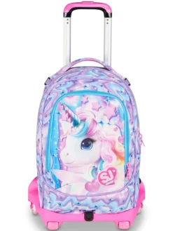 GLOW LED UNICORN GIRL Zaino Trolley 3 in 1