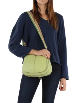 HELENA ROUND Borsa in pelle con doppia tracolla