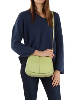 HELENA ROUND Borsa in pelle con doppia tracolla