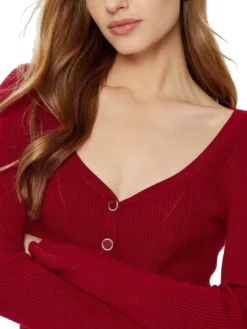 KATELYN Cardigan a costine bottoni gioiello