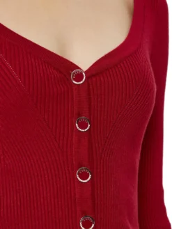 KATELYN Cardigan a costine bottoni gioiello