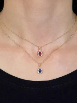 LADY Collana con pendente a goccia e zirconi