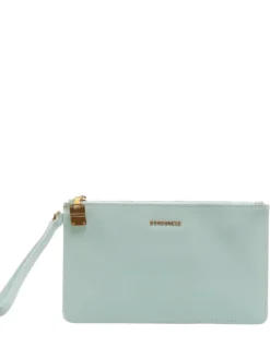LETTERING Pochette in pelle con polsierina