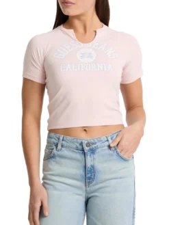 LOGO CALIFORNIA T-shirt cropped stretch manica corta