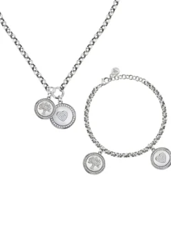 LOVE Kit collana e bracciale con charms e cristalli