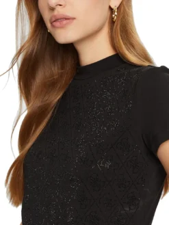 MOCK NECK ALL OVER 4G T-shirt slim fit con strass
