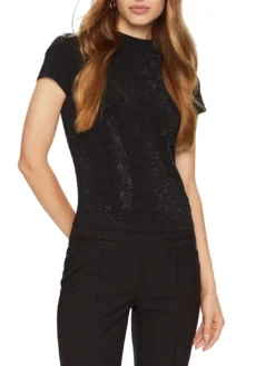 MOCK NECK ALL OVER 4G T-shirt slim fit con strass