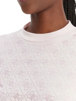 MOCK NECK ALL OVER 4G T-shirt slim fit con strass