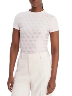 MOCK NECK ALL OVER 4G T-shirt slim fit con strass