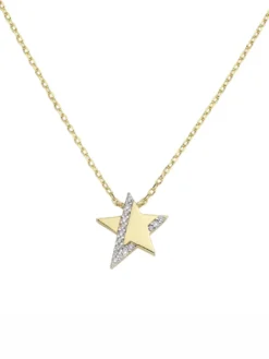 STELLE Collana dorata con charm e zirconi