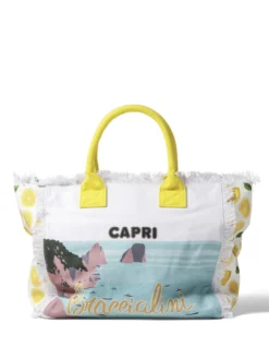SUMMER Borsa mare in canvas, con stampa