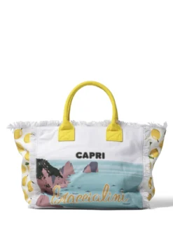 SUMMER Borsa mare in canvas, con stampa