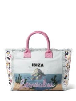 SUMMER Borsa mare in canvas, con stampa