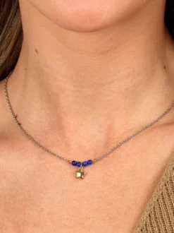 TALISMANI Collana con agata blu e stellina