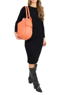 TRIO Zaino sacca in pelle martellata
