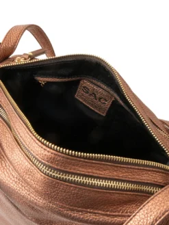 TRIO Zaino sacca in pelle metallizzata